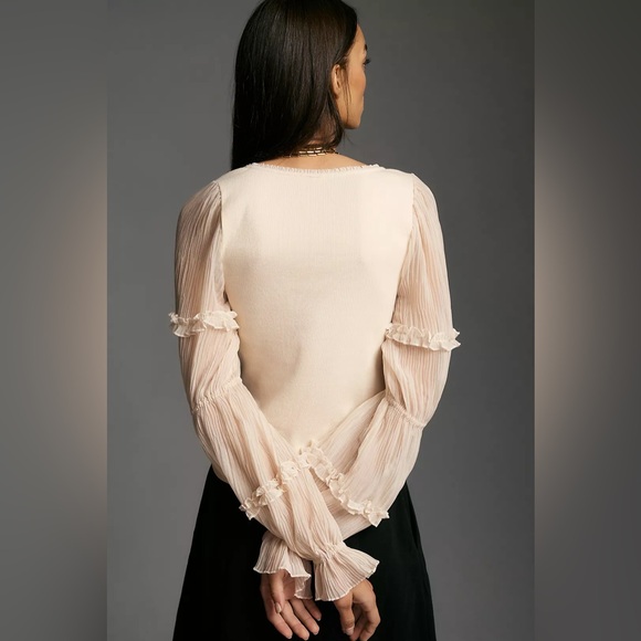 Anthropologie Long-Sleeve Victorian Ruffled Top - Picture 3 of 7